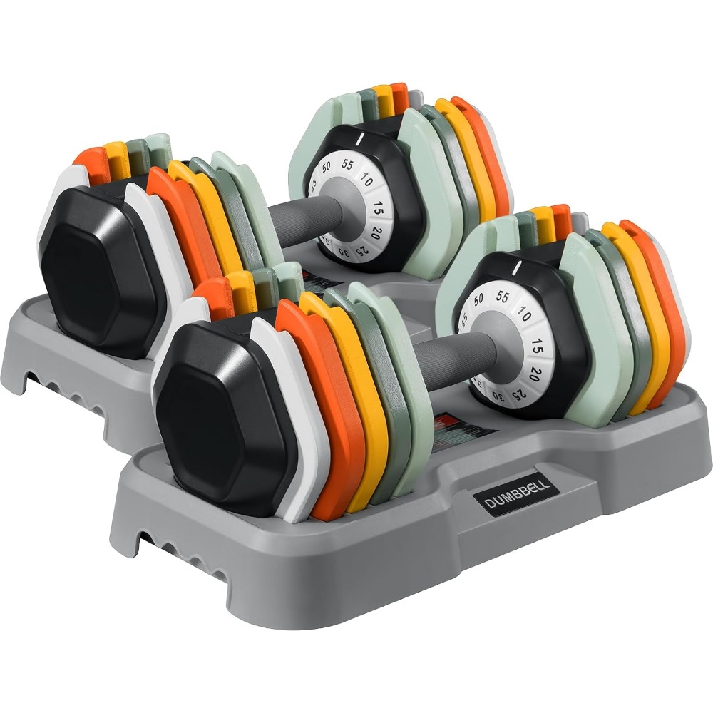 Home Gym Dumbbell Set - Adjustable Dumbbells Set - 25/55 Lbs,