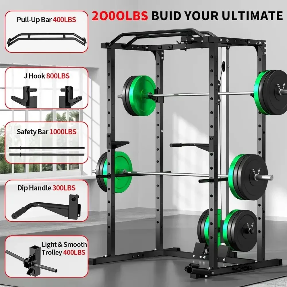 2000LBS Capacity Power Rack wi - đánh giá và giá Lat Pulldown Cable