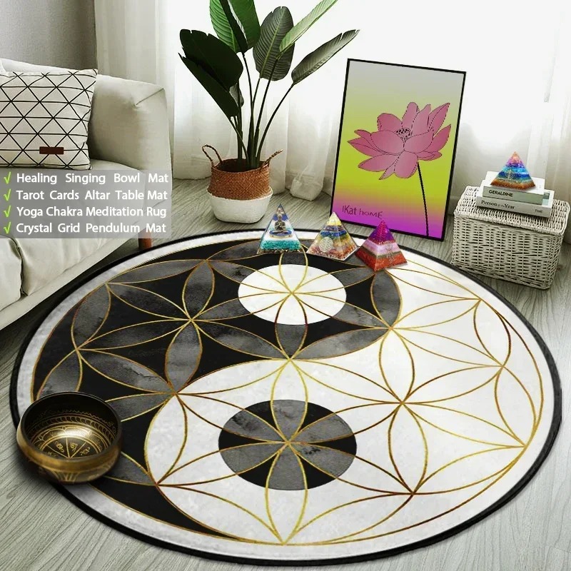 Yin Yang Taiji Round Rug Flowe - đánh giá và giá Home Gym Aesthetic